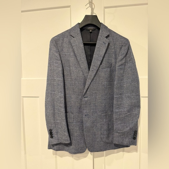 Banana Republic Other - Banana Republic Blue Linen Plaid Blazer
